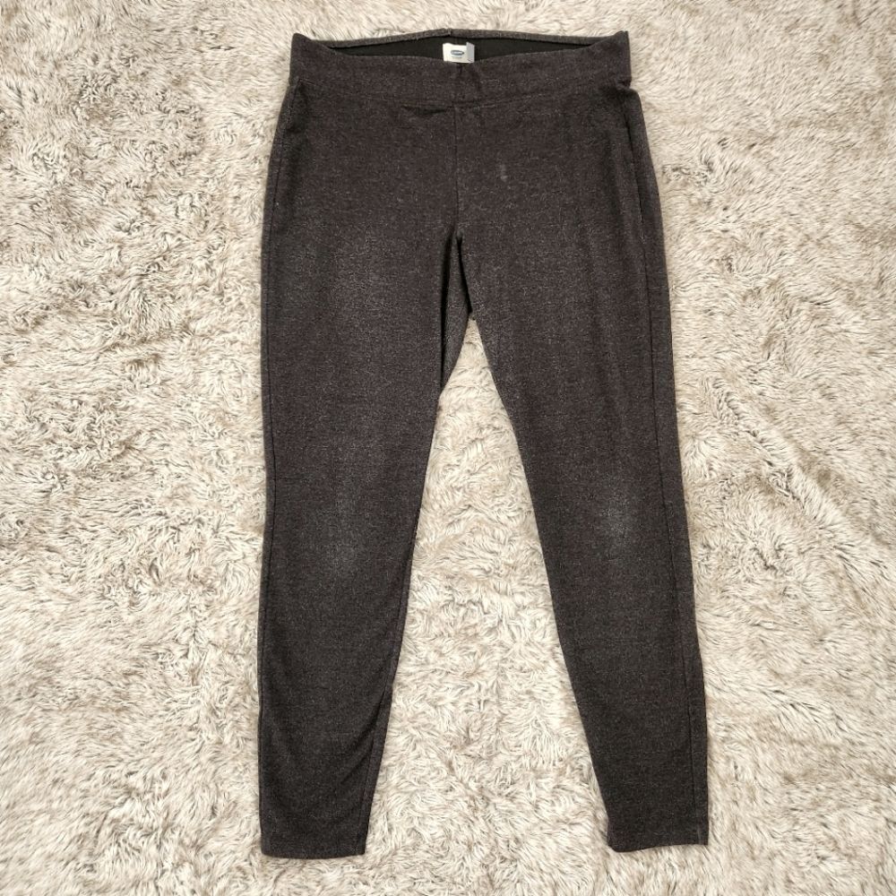 Old Navy Cotton Blend Dark Gray Leggings Elastic Waist Ankle Length Size‎ Large